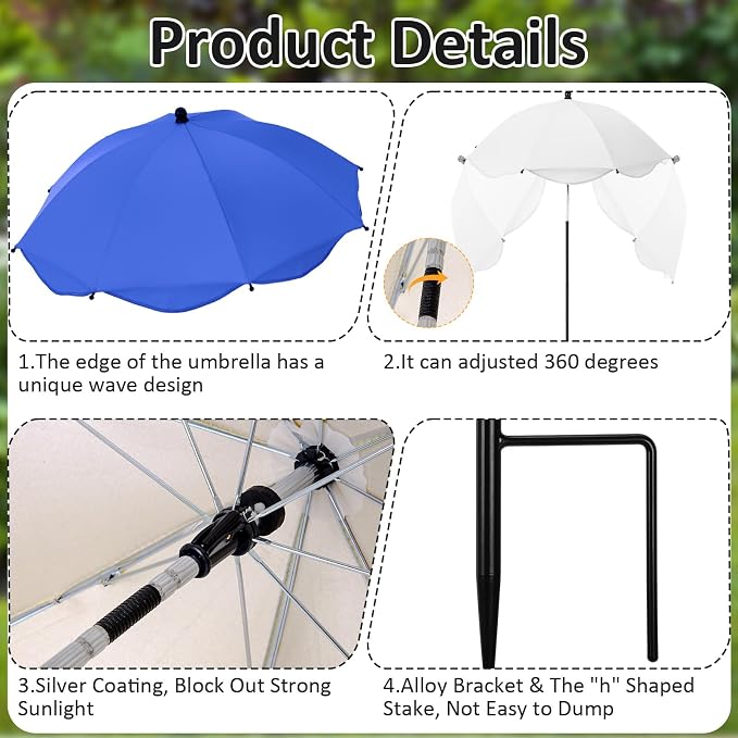 16 Pcs 26 Inch Plant Umbrellas for Outdoor Plants Garden Umbrella Shade for Potted Plant, Garden Bed Flower Pot Provide Shade to ‌defend Blazing Sun (13 Colors)