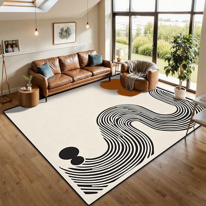 10x14 Area Rugs for Living Room Abstract Poster Geometric Shapes Boho Wall Decor Mid Century Washable Large Area Rug for Bedroom Non Slip Outdoor Carpets Soft Mats Kitchen Home Office Decor
