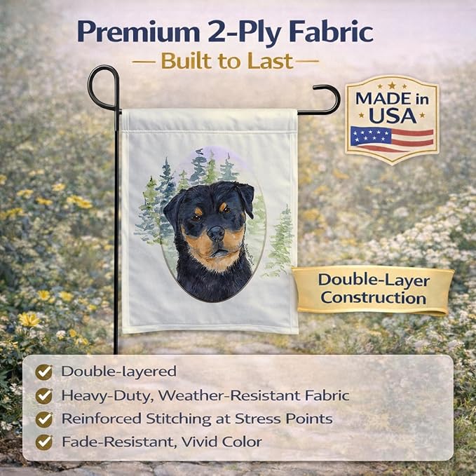 Caroline's Treasures SS8049GF Rottweiler Garden Flag Mailbox Flag Decorative Yard Flag Banner Outside Patio Artwork Yard Flower Beds, Garden Size, Multicolor