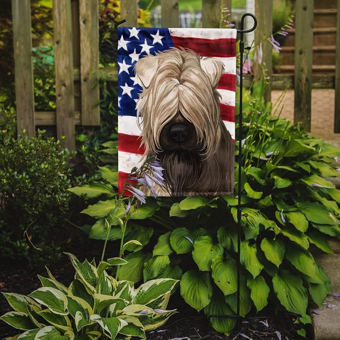 Caroline's Treasures CK6715GF Soft-Coated Wheaten Terrier American Flag Garden Flag Mailbox Flag Decorative Yard Flag Banner Outside Patio Artwork Yard Flower Beds, Garden Size, Multicolor