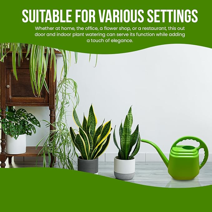 KP KOOL PRODUCTS One Gallon Green Watering Can – Plastic Garden & Indoor Plant Waterer – Durable Easy Pour Spout – Lightweight Gardening Tool for Flowers, Herbs, Lawn & Outdoor Use – 1 Pack