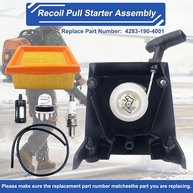 Complete Recoil Starter Set for Stihl BR800/BR800X | 4283-190-4001 Pull Starter Assembly with Air Filter | Backpack Leaf Blower Replacement Parts