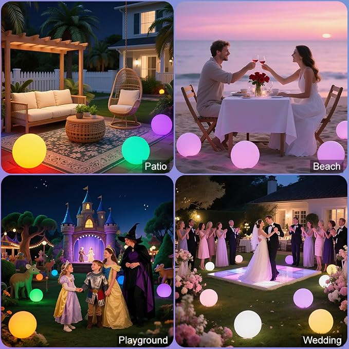 10-in Solar Orb Light, Waterproof Solar Globe Light Outdoor Dimmable RGB Color Changing Solar Garden Ball Light for Outside w/Remote, Landscape Lighting Mood Lamp w/Ground Stake for Yard Poolside Lawn