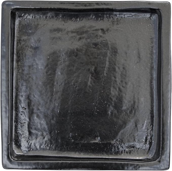 15 Inch Plant Saucer (Ceramic) - Square Black Flower Pot Tray - Handcrafted, Durable Planter Base