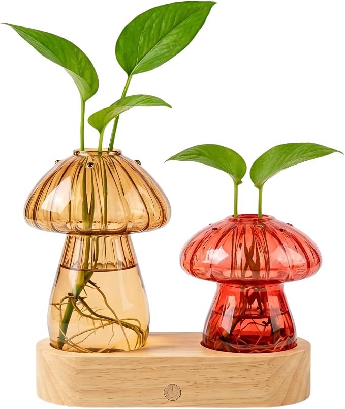 Propagation Vase with Light，Plant Propagation with Stepless Dimming Function for Home Office Night Decor,Led Hydroponic Plant Jars Valentines Day Gifts for Mom Women Plant Lovers