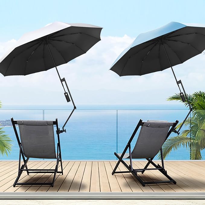 UPF 50+ Beach Umbrella with Adjustable Universal Clamp