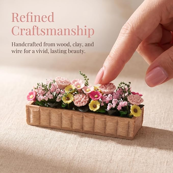 GANAZONO 2pcs Miniature Flower Bed Dollhouse Garden Planter Bed Mini Window Box Micro Landscape Decoration Fairy Garden Dollhouse Accessories