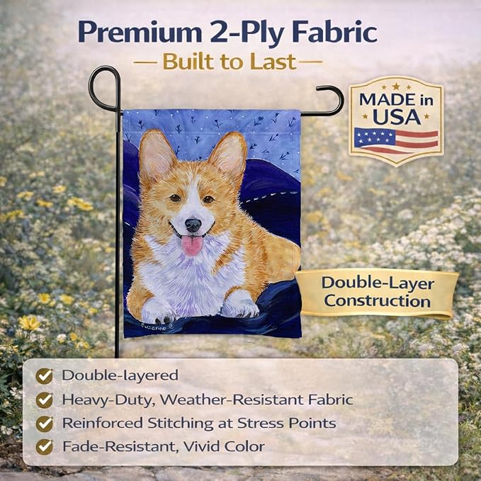 Caroline's Treasures SS8414GF Corgi Garden Flag Mailbox Flag Decorative Yard Flag Banner Outside Patio Artwork Yard Flower Beds, Garden Size, Multicolor