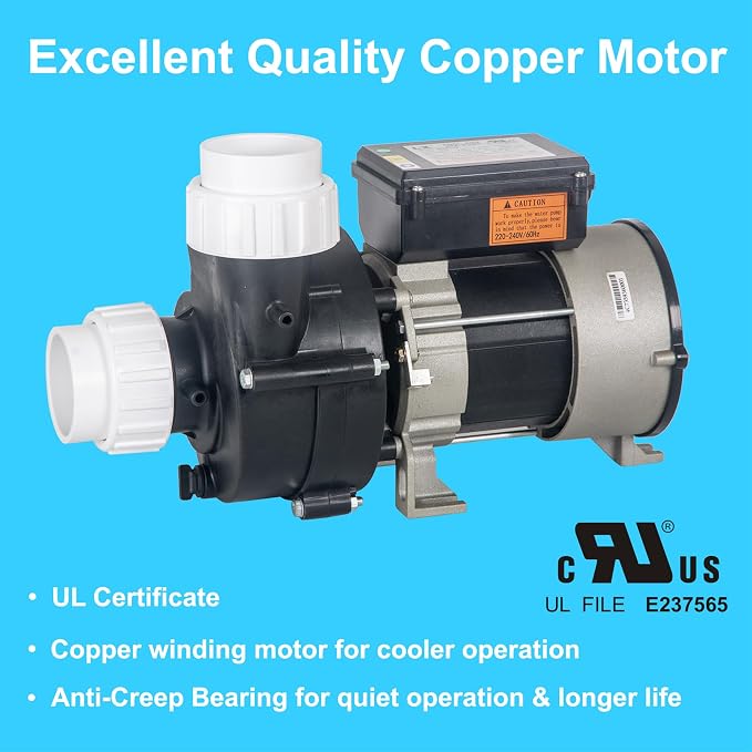 Hot Tub SPA Pump, Wow Pump 1.5HP, 220-240V, 2-inch Plumbing, Compatible with OEM#1016037 - (Model: WBE150)
