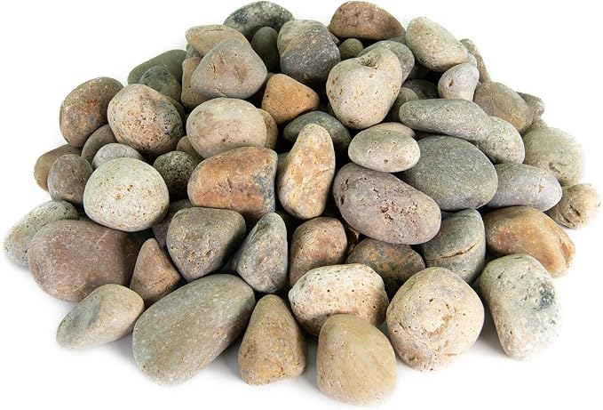 Mexican Beach Pebbles | 40 Pounds of Smooth Unpolished Stones | Hand-Picked, Premium Pebbles for Garden and Landscape Design | Buff, 3 Inch - 5 Inch