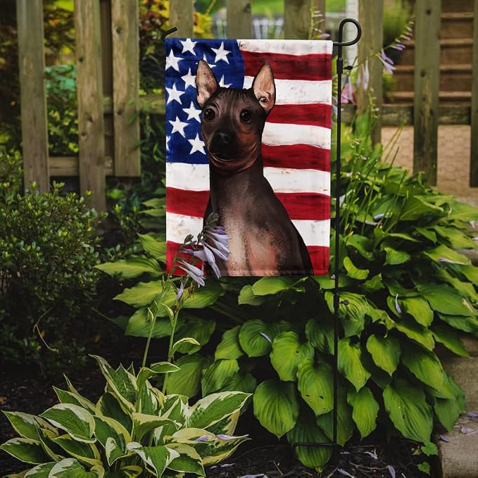 Caroline's Treasures CK6400GF American Hairless Terrier American Flag Garden Flag Mailbox Flag Decorative Yard Flag Banner Outside Patio Artwork Yard Flower Beds, Garden Size, Multicolor