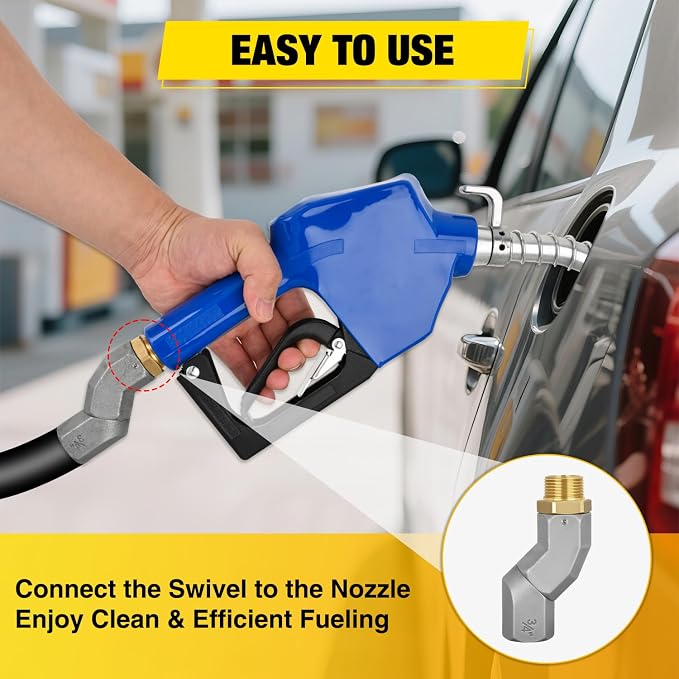 Nilight 3/4" NPT Fuel Nozzle with Fuel Hose Swivel, Automatic Shut Off Gas Pump Transfer Refilling Nozzle with Adjustable Speed Padlock for Gasoline, Kerosene, Diesel