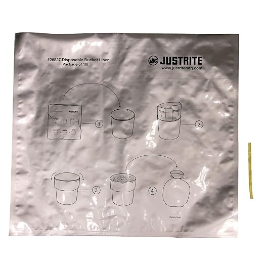 Justrite 26827 Aluminum/Polyethylene Disposable Bucket Liner with Twist-Tie, for Smoking Receptacles (Pack of 10), Gray