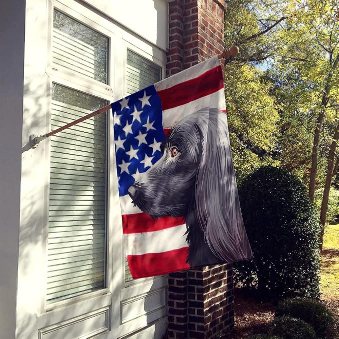 Caroline's Treasures CK6623CHF Large Munsterlander Dog American Flag House Flag Large Porch Sleeve Pole Decorative Outside Yard Banner Artwork Wall Hanging, Polyester, House Size, Multicolor