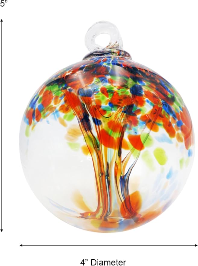 Dale Tiffany Hand Blown Glass, 4" Diameter Royal, Tree of Life Collection, Witch Globe Hanging Garden Indoor/Outdoor Decorative Ornament Gazing Ball