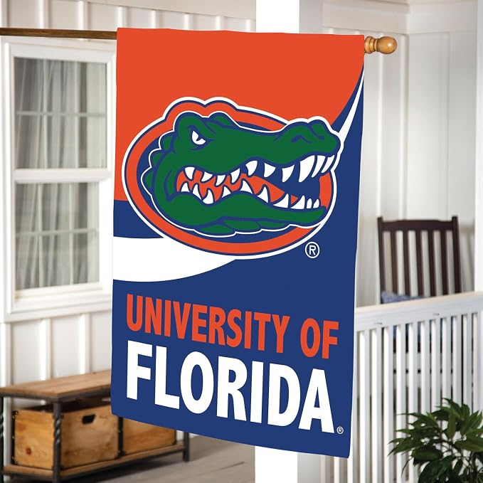 NCAA University of Florida House Flag, 28 x 44, Double Sided Garden Flags for Outside, Outdoor College Flags & Banners for Gardens Patio, Indoor Wall Decor Flag for Room
