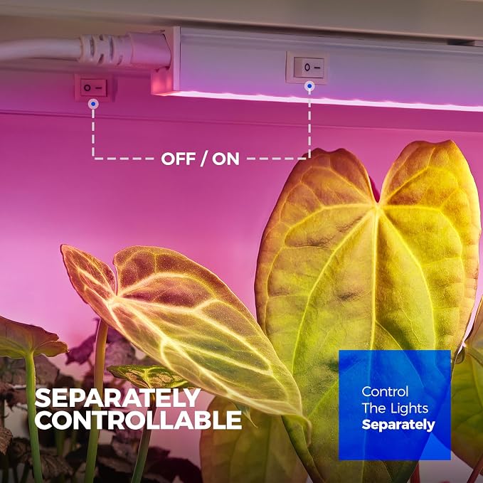Barrina T5 Grow Lights, Full Spectrum, 2ft 80W (8 x 10W, 500W Equivalent), T5 LED Grow Light Bulbs, Plant Lights for Indoor Plants, Greenhouse, Plug and Play, Pink, 8-Pack