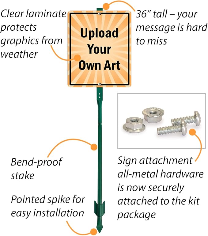 SmartSign 12" x 10" Fully Custom Yard Sign with 3 ft Stake Upload Your Art, Personalized Reflective Metal Lawn Sign Post for Outdoor, Driveway, 40 mil Laminated Aluminum, Set of 1