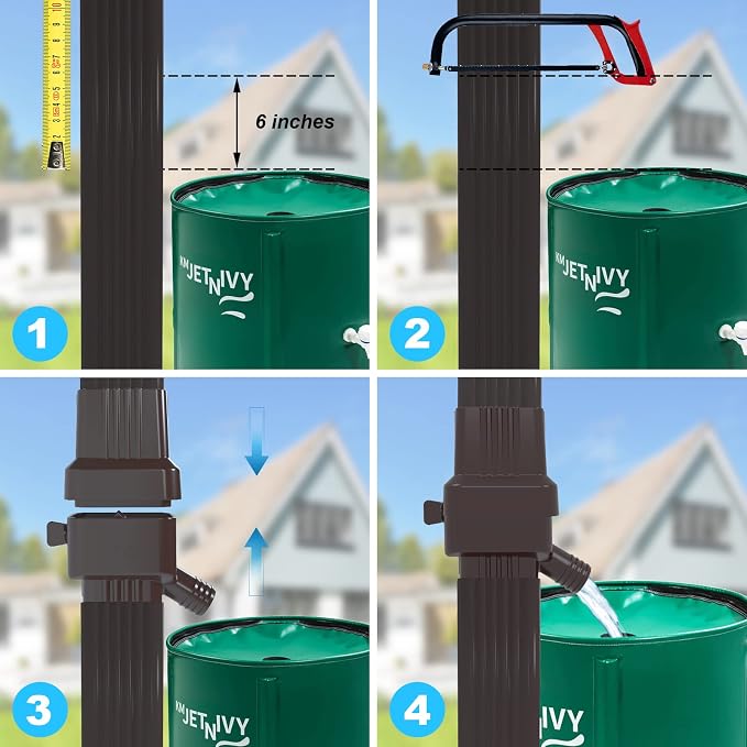 Rainwater Collection System,for 2"X3"Downspout Diverter with Adjustable Collection Capacity, Rain Barrel Diverter Kit RainWater Catching