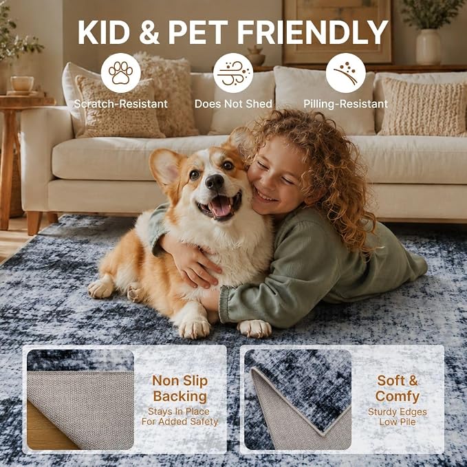 Abstract Area Rug 3x5 Ft Washable Rugs for Entryway Indoor | Brown Non Slip Kitchen Rug Printed Faux Wool Throw Rugs, Neutral Modern Indoor Mat for Entrance Bedroom Office Home Decor