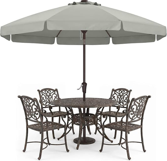 ABCCANOPY 9ft Scalloped Patio Umbrella, Outdoor Table Umbrella with Tilt and Crank, Fiberglass Ribs Deck Umbrella for Patio, Pool, Garden, Picnic (Light Gray)
