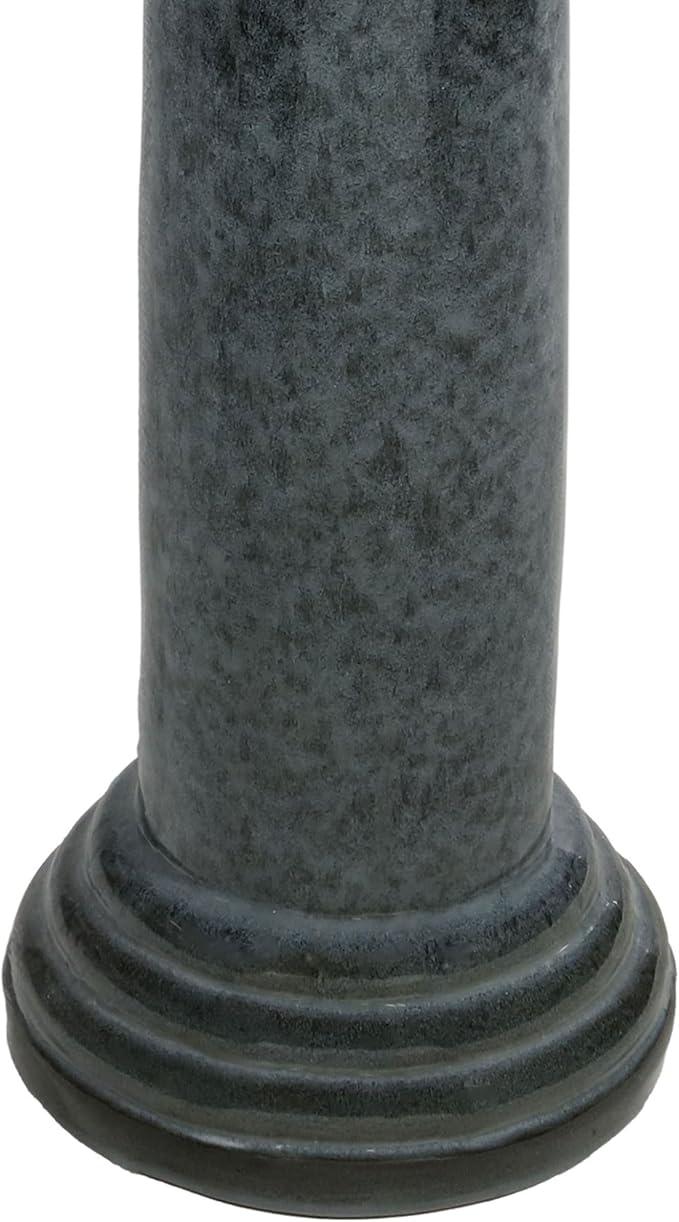 Sunnydaze Toulon Outdoor Ceramic Bird Bath - 24.5" H - UV- and Frost-Resistant - Glazed Bowl - Black Mist Glaze