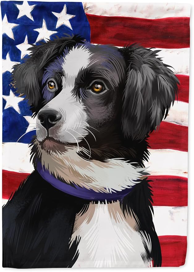 Caroline's Treasures CK6412GF Australian Shepherd American Flag Garden Flag Mailbox Flag Decorative Yard Flag Banner Outside Patio Artwork Yard Flower Beds, Garden Size, Multicolor