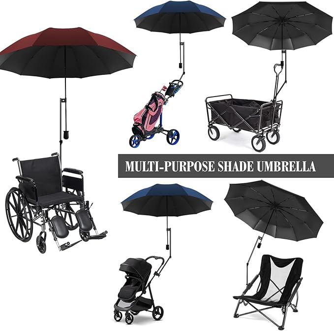 XLINGZA UPF 50+ Beach Umbrella with Adjustable Universal Clamp