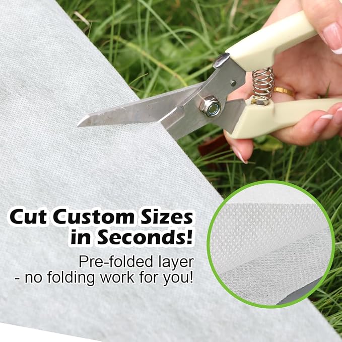 BTPLASTIK Frost Protection Covers for Outdoor Plants 10 x 100Ft, Winter Plant Blankets Freeze Cloths, Folded Rolling Plant Covers Freeze Protection for Raised Beds, Fruit Trees & Shrubs