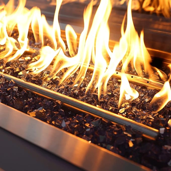 Onlyfire 10 lbs Fire Glass Rocks 1/2 Inch, Reflective Tempered Glass for Propane Fire Pit & Gas Fireplace, High Luster Firepit Glass Stones for Fire Table, Copper (Multicolor Options Available)