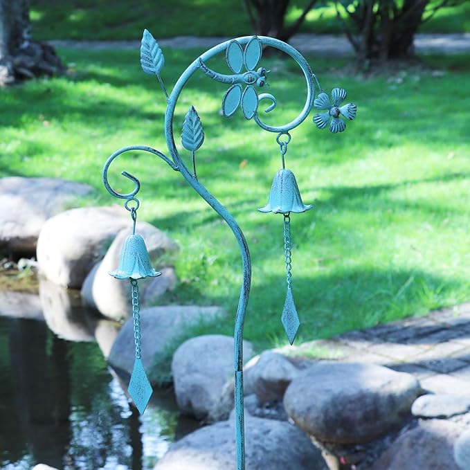 Dragonfly Metal Garden Art,Decorative Garden Stake with Bells for Outside | 46.8"H Dragonfly Garden Decor,Wind Chime Stakes for Outside,Yard Art for Garden,Flower Beds, Patio.