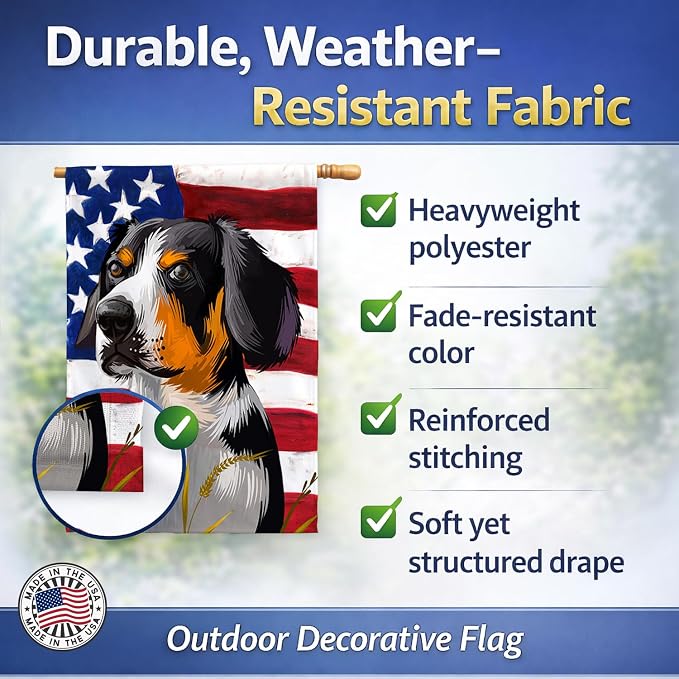 Caroline's Treasures CK6516CHF Entlebucher Mountain Dog American Flag House Flag Large Porch Sleeve Pole Decorative Outside Yard Banner Artwork Wall Hanging, Polyester, House Size, Multicolor