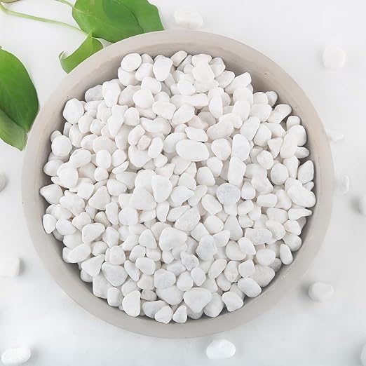 Mulctun 2Lb White Rocks for Plants, 1/4"-3/4" White Pebbles, Decorative Stones for Vases, Small Aquarium Gravel for Fish Tank Garden Rocks for Potted Plants & Home Decor