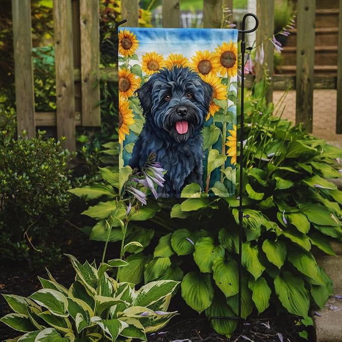 Caroline's Treasures DAC6146GF Puli in Sunflowers Garden Flag Mailbox Flag Decorative Yard Flag Banner Outside Patio Artwork Yard Flower Beds, Garden Size, Multicolor
