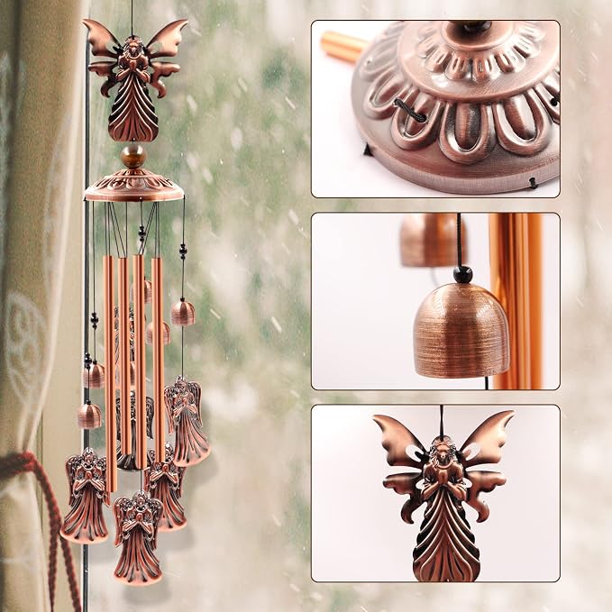 Wind Chimes Outdoor Clearance, Ukulork Angel Aluminum Tube Windchime with S Hook,Patio Garden Decor, Housewarming Gift.