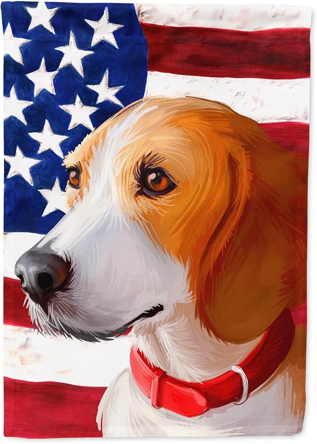 Caroline's Treasures CK6558GF Harrier Dog American Flag Garden Flag Mailbox Flag Decorative Yard Flag Banner Outside Patio Artwork Yard Flower Beds, Garden Size, Multicolor