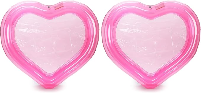 FUNBOY Giant Inflatable Luxury Clear Pink Heart Kiddie Pool, Year-Round Fun for Ball Pits, Swimming Pools, a Summer Pool Party and The Beach
