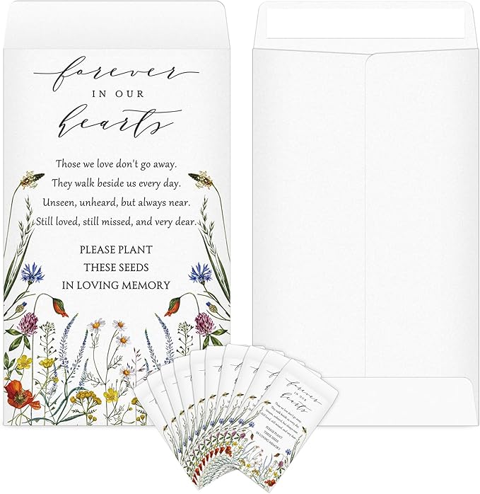 Fumete 120 Pack Wildflower Seed Packets Bulk Memorial Day Wildflower Coin Envelopes Kraft Small Celebration of Life Funeral Favors for Guests Loss of Loved One Veterans Day Gift, 3.9 x 2.4 Inch