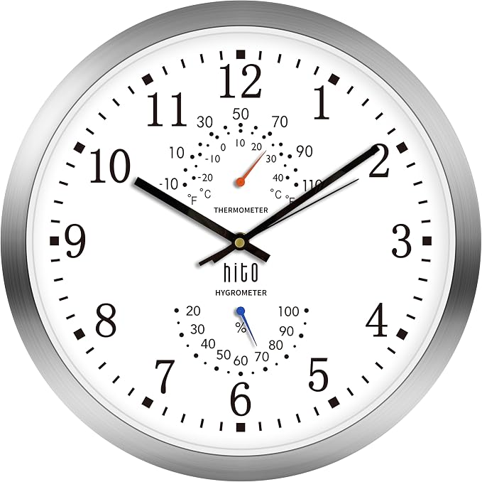 HITO 14 Inch Silent Wall Clock Battery Operated, Large Wall Clock for Living Room Decor, Office, Classroom, Bedroom