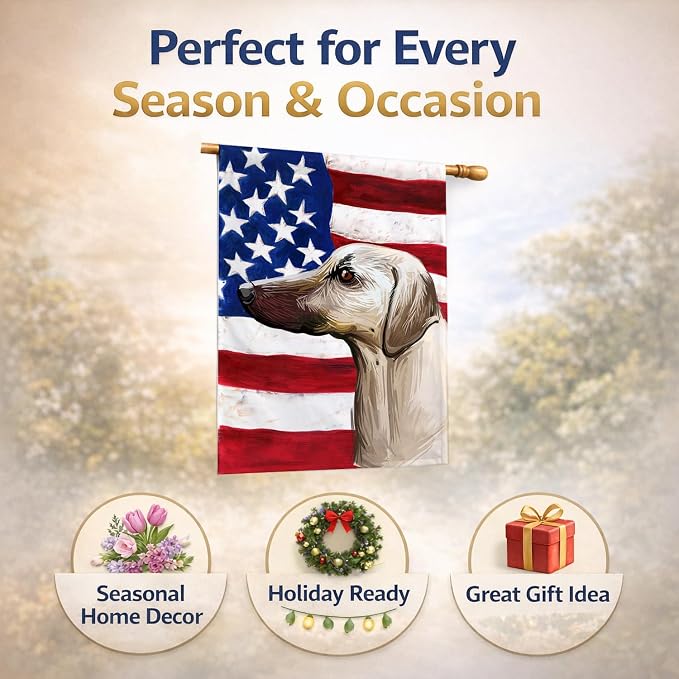 Caroline's Treasures CK6710CHF Sloughi Dog American Flag House Flag Large Porch Sleeve Pole Decorative Outside Yard Banner Artwork Wall Hanging, Polyester, House Size, Multicolor