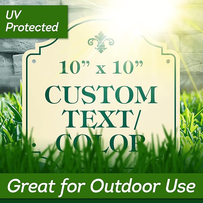 Custom Sign, Customized for Outdoor/Indoor Use, Personalized Designer Style Sign, 10x10 Inch, 24 Colors, Rust-Free Thick AlumaBond - Made by: My Sign Center, USA (Florolex II - Contour)