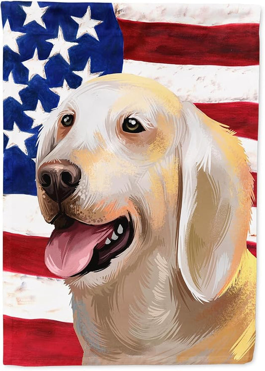 Caroline's Treasures CK6435CHF Billy Dog American Flag House Flag Large Porch Sleeve Pole Decorative Outside Yard Banner Artwork Wall Hanging, Polyester, House Size, Multicolor