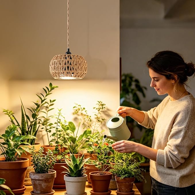 Grow Lights for Indoor Plants, Boho Plants Light, with 24H Timer and 15FT Power Cord, 30W Pendant Plant Lights for Indoor Growing,Grow Light for Garden, Flowers, Green Leaf Growing