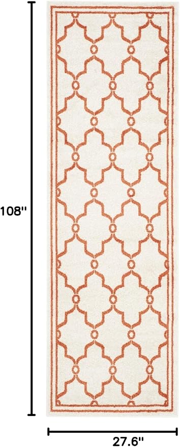 SAFAVIEH Amherst Collection Runner Rug - 2'3" x 9', Beige & Orange, Trellis Design, Non-Shedding & Easy Care, Ideal for High Traffic Areas in Living Room, Bedroom (AMT414F)