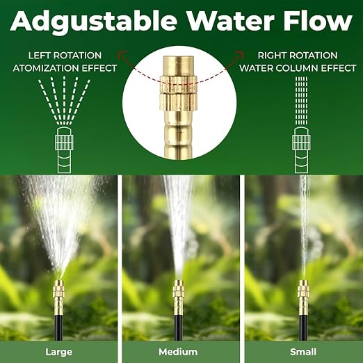 230FT Drip Irrigation System for Garden: 40 Nozzles 1/4" PE Tubing Automatic Watering Kit Adjustable Misting Sprinkler Mister Hose for Water Plants Tape Raised Beds Lawn Outdoor Yard Greenhouse