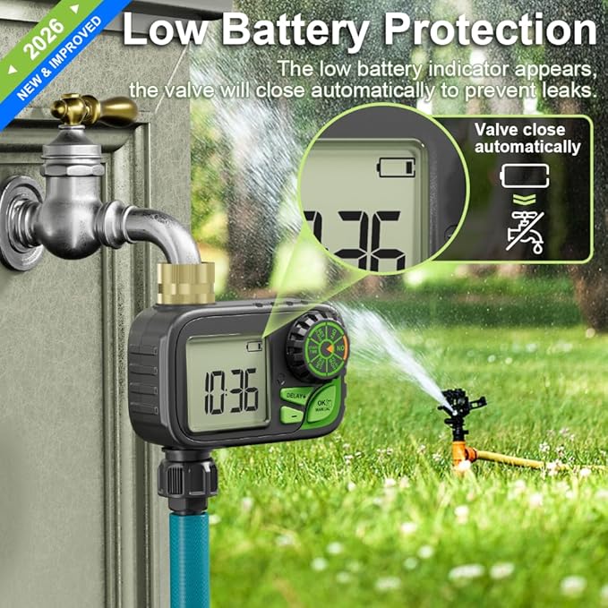 Sprinkler Timer Water Hose Timer，Digital Irrigation Outdoor Waterproof | Outdoor Waterproof,Automatic Watering, Manual Override, Yard & Lawn Use with Rain Delay