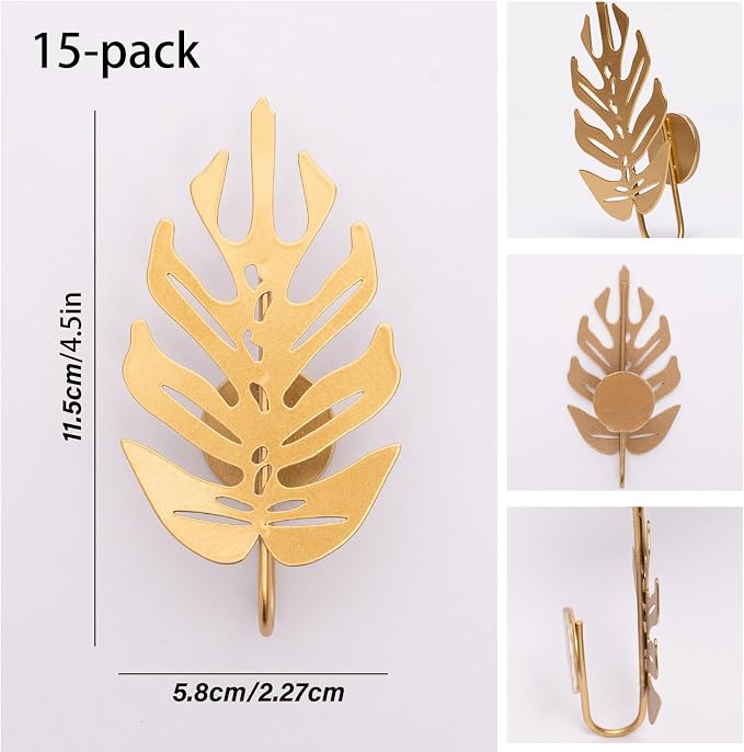 15 Pack Money Plant Clips for Wall - Indoor Pothos Plant Support Clips for Climbing Vines and Orchids, Ideal for Wall Gardening & Plant Training, Durable Leaf Shape Design
