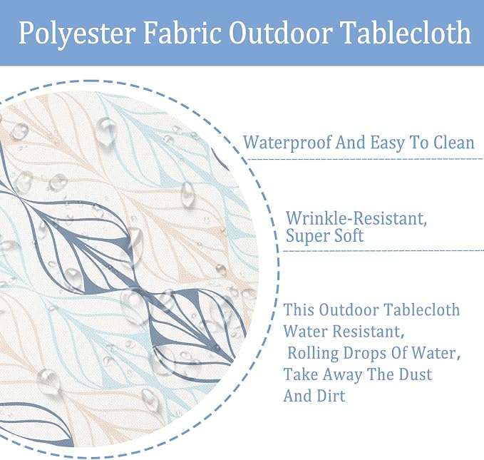 Outdoor Tablecloth with Umbrella Hole and Zipper, Patio Table Covers for Spring/Summer, Machine Washable Outdoor Party/Picnic Rectangle Table Cloth 60 x 84 in