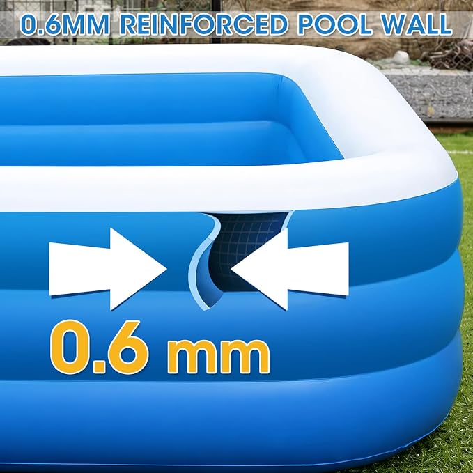Extra Large Inflatable Pool 180" x 76" x 22" with Air Pump Included – 1303 Gallon Blow Up Pool for Adults Family, Heavy Duty Above Ground Outdoor Swimming Pool for Backyard Summer Party