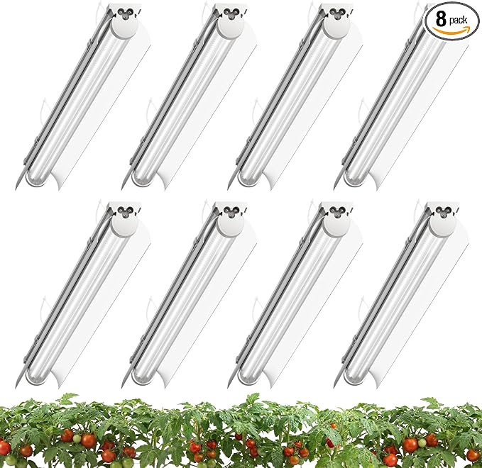 8 Pack LED Grow Light 4FT, 5000K Full Spectrum, 336W(8 x 42W), Linkable Growing Lamp Fixture, T8 Grow Lights for Indoor Plants, Seed Starting, Vegetables